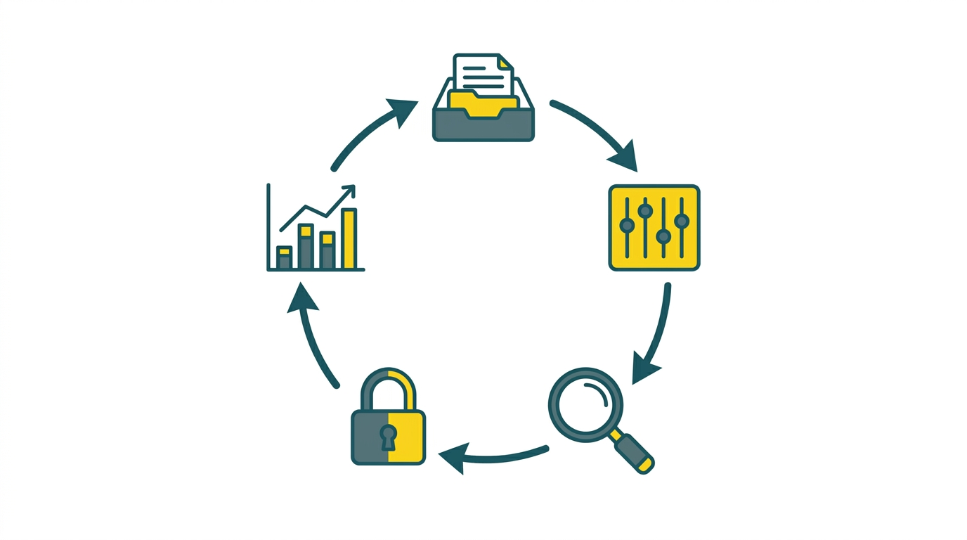 月次締めを早める全体像（集める→そろえる→確認する→締める）の図