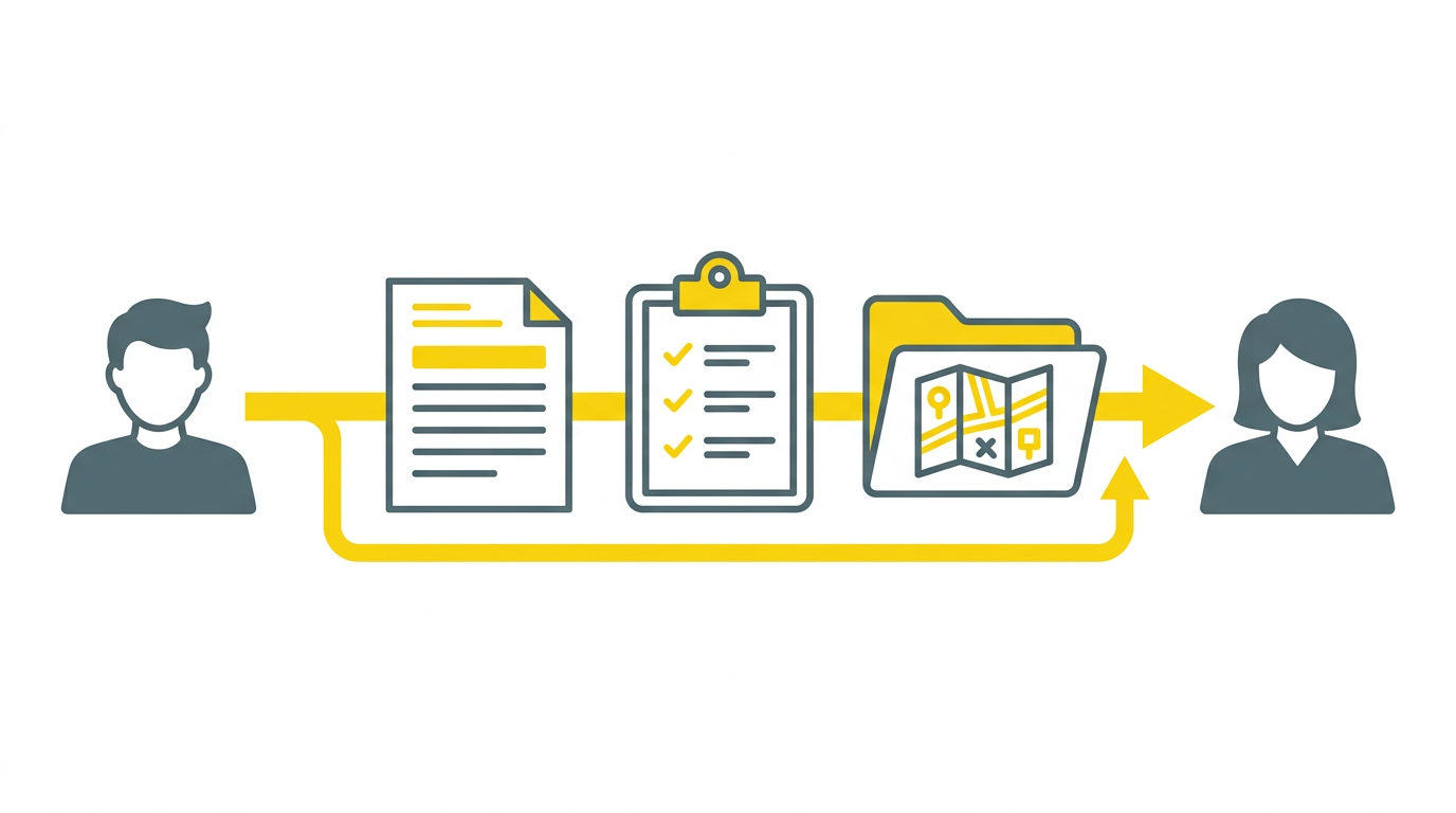 属人化を解消する3点セット（手順書・チェックリスト・置き場マップ）の図