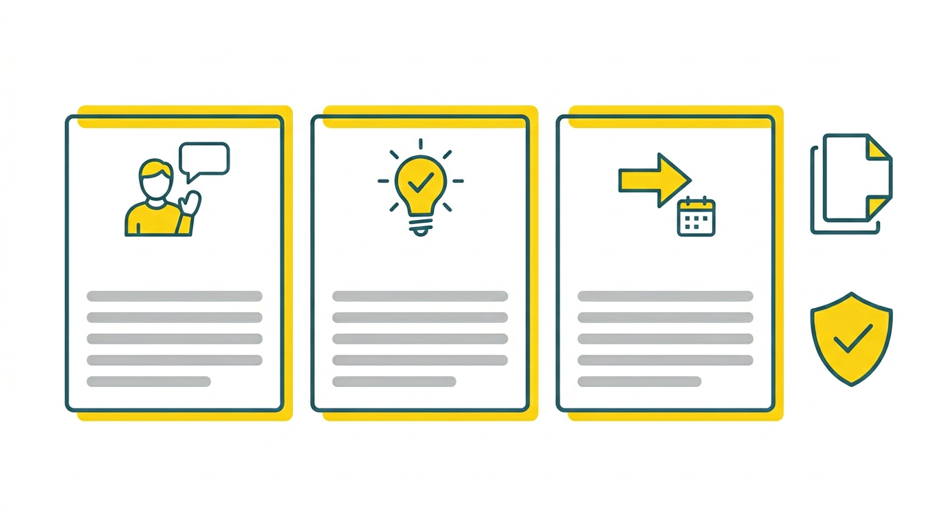 テンプレートを使うことで対応時間が短縮され、品質が均一になるイメージ図