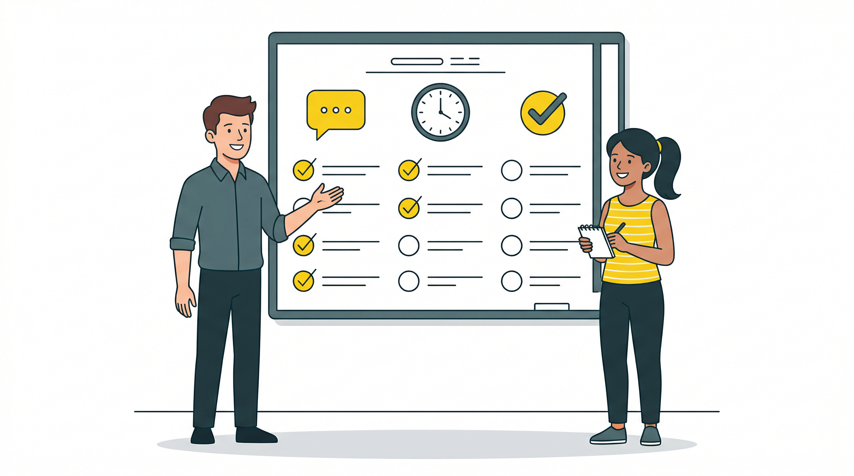 新人教育をチェックリストで支えるイメージ