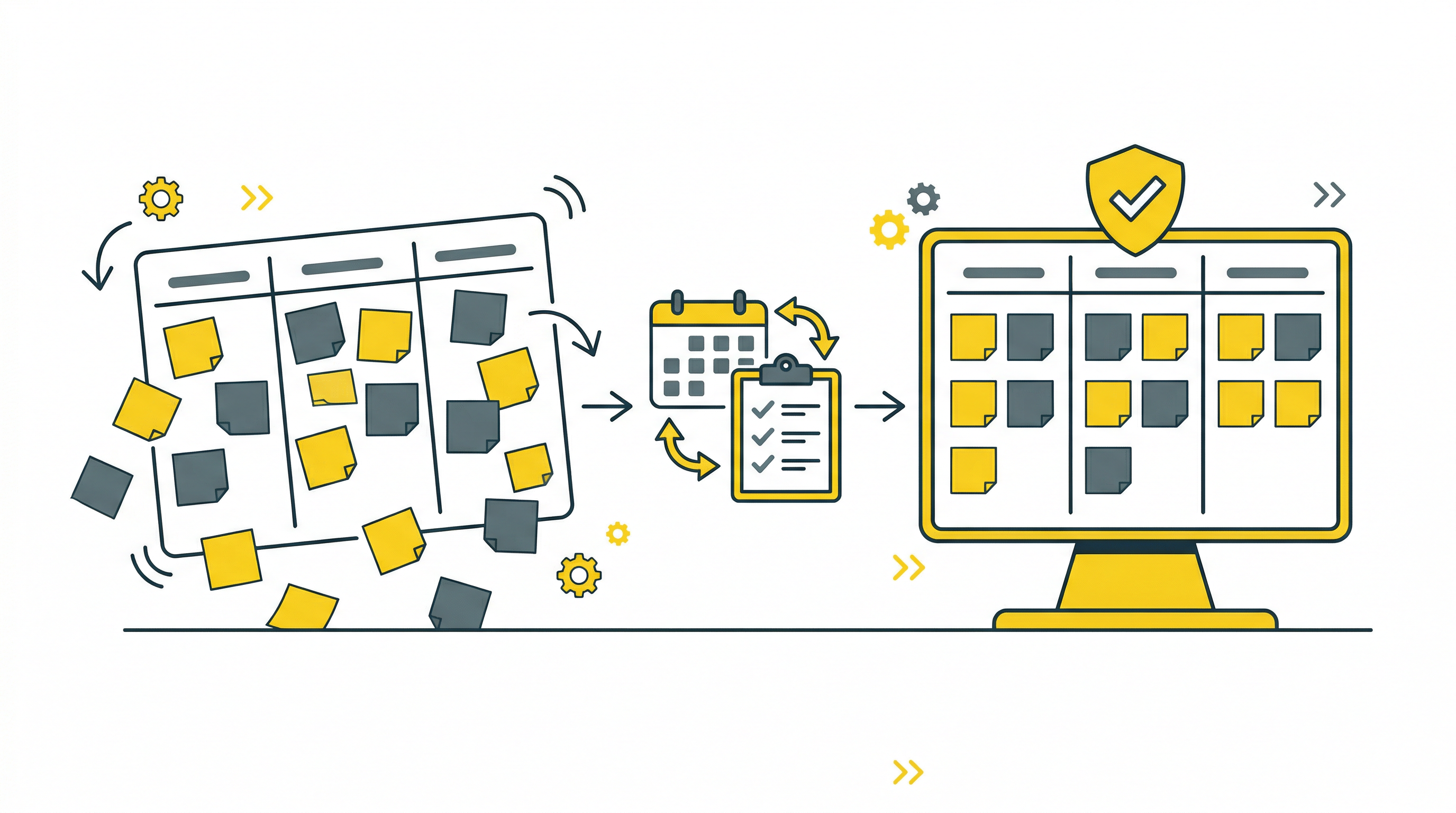 改善が元に戻らないよう運用レビューで安定させるイメージ